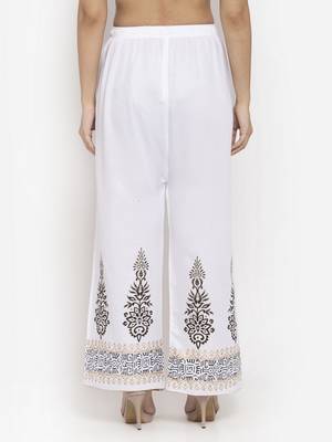 White printed rayon palazzo-pants 4