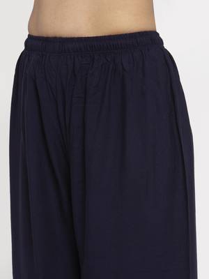 Navy-blue printed rayon palazzo-pants 5