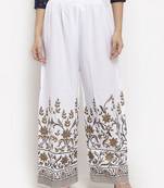White printed rayon palazzo-pants
