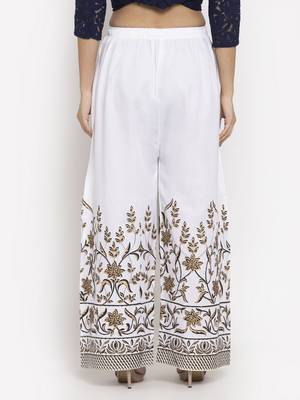White printed rayon palazzo-pants 4