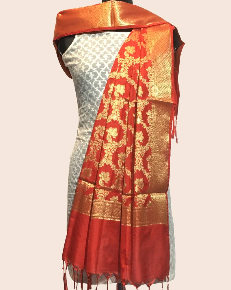 Semi kataan silk banarasi dupatta