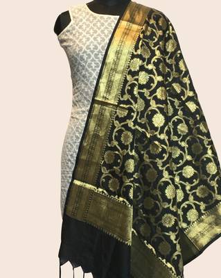 Semi kataan silk banarasi dupatta 2