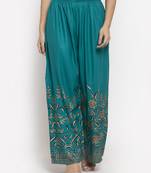 Turquoise printed rayon palazzo-pants