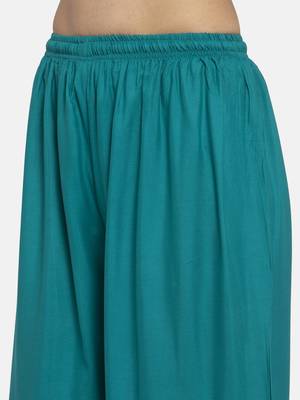 Turquoise printed rayon palazzo-pants 5