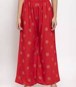 Red printed rayon palazzo-pants