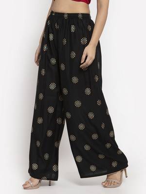 Black printed rayon palazzo-pants 3