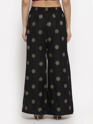 Black printed rayon palazzo-pants 4