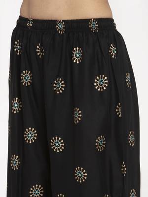 Black printed rayon palazzo-pants 5