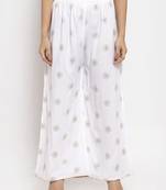 White printed rayon palazzo-pants