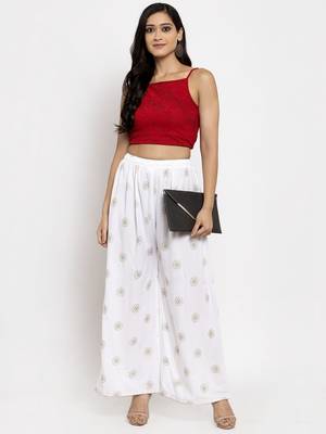 White printed rayon palazzo-pants 2