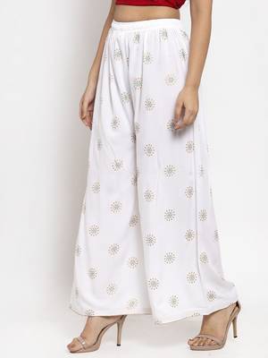 White printed rayon palazzo-pants 3