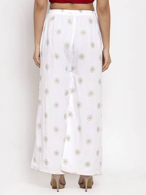 White printed rayon palazzo-pants 4