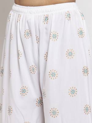 White printed rayon palazzo-pants 5