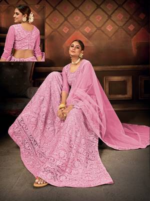 Baby Pink Embroidered Engagement Lehenga Choli 2