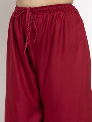 Maroon printed rayon palazzo-pants 5