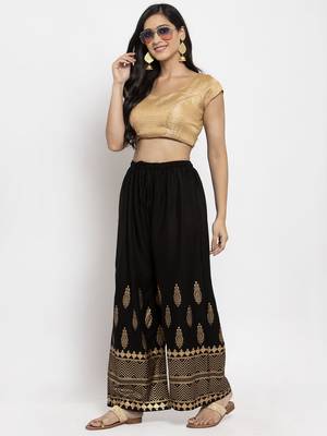 Black printed rayon palazzo-pants 2