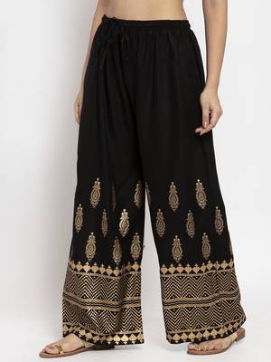 Black printed rayon palazzo-pants 3