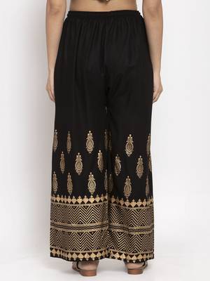 Black printed rayon palazzo-pants 4