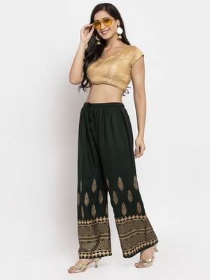 Green printed rayon palazzo-pants 2