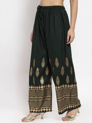 Green printed rayon palazzo-pants 3