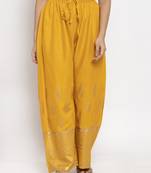Mustard printed rayon palazzo-pants