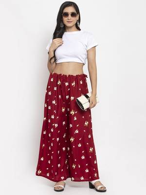 Mustard printed rayon palazzo-pants 2