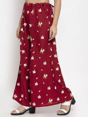 Mustard printed rayon palazzo-pants 3