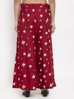 Mustard printed rayon palazzo-pants 4