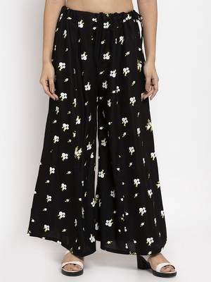 Maroon printed rayon palazzo-pants 1