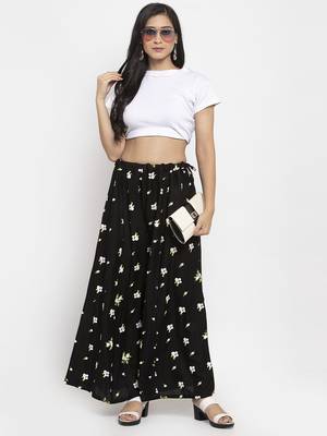 Maroon printed rayon palazzo-pants 2