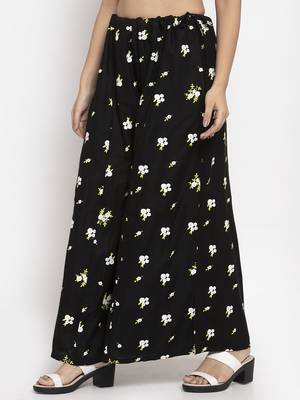 Maroon printed rayon palazzo-pants 3