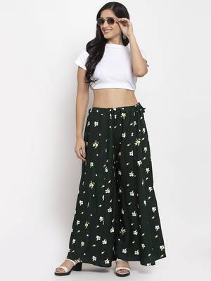 Green printed rayon palazzo-pants 2