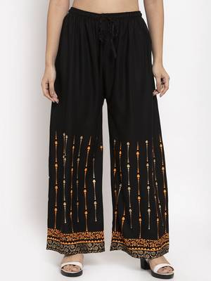 Black printed rayon palazzo-pants 1