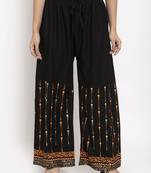 Black printed rayon palazzo-pants