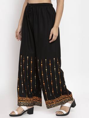 Black printed rayon palazzo-pants 3