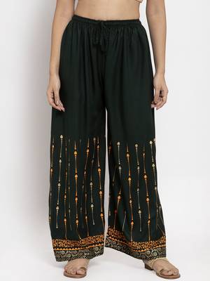 Black printed rayon palazzo-pants 1