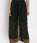 Black printed rayon palazzo-pants