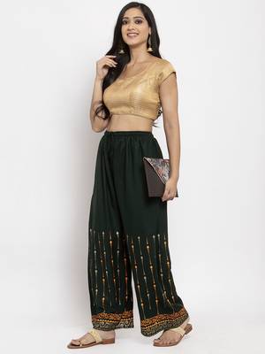 Black printed rayon palazzo-pants 2