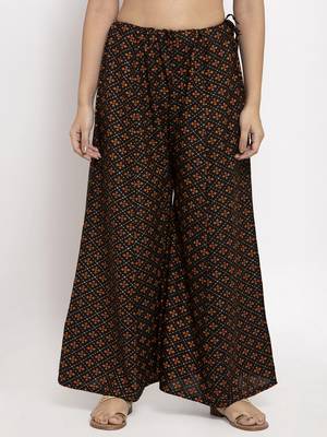 Black printed rayon palazzo-pants 1