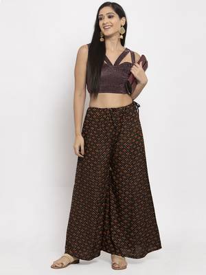 Black printed rayon palazzo-pants 2