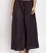 Navy-blue printed rayon palazzo-pants