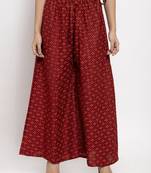 Maroon printed rayon palazzo-pants