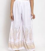 White printed rayon palazzo-pants