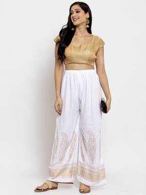 White printed rayon palazzo-pants 2