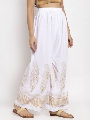 White printed rayon palazzo-pants 3