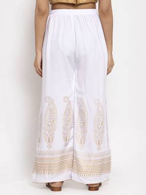 White printed rayon palazzo-pants 4