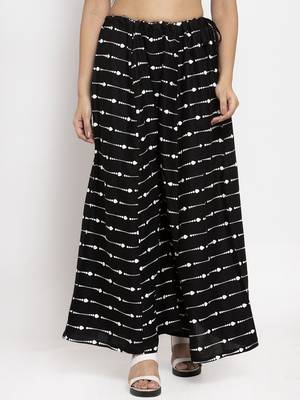 Black printed rayon palazzo-pants 1