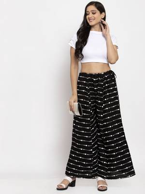 Black printed rayon palazzo-pants 2