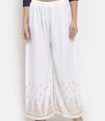 White printed rayon palazzo-pants