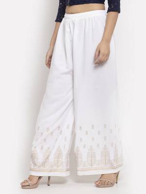 White printed rayon palazzo-pants 3